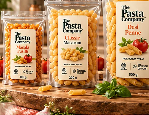 The Pasta Company packs on a kitchen counter
